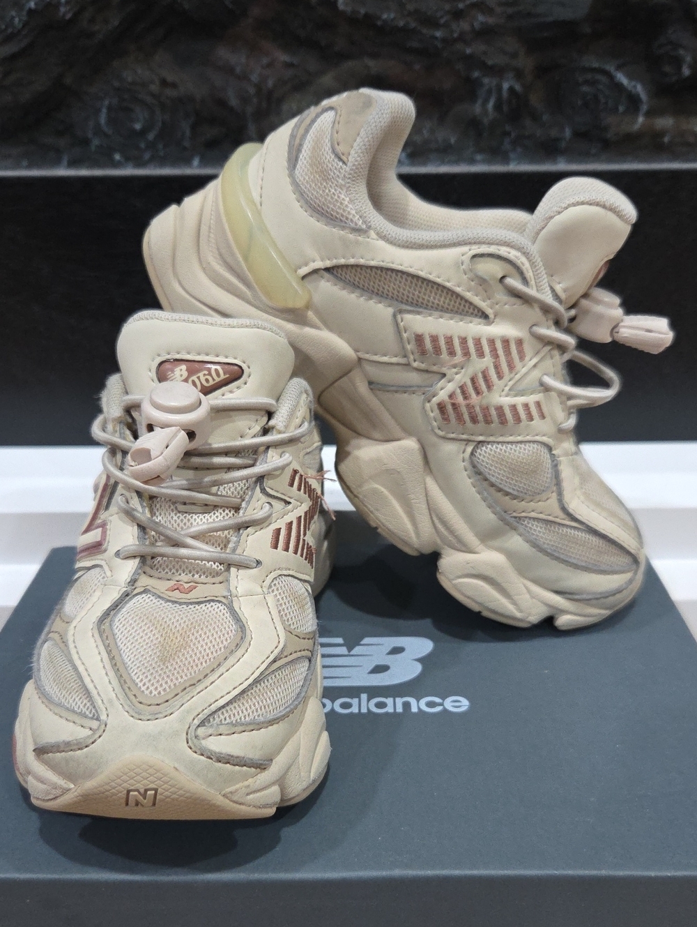 New Balance 9060 Kids Beige And Brown Athletic Sneakers